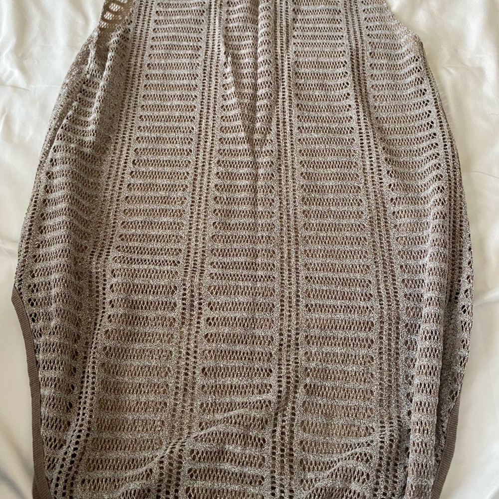 Love Riche Open Knit Swimsuit Cover-up in Taupe Beige